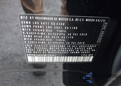 2023 Volkswagen Tiguan 2.0T Sel R-Line from USA, damaged, VIN 3VV4B7AX5PM120501